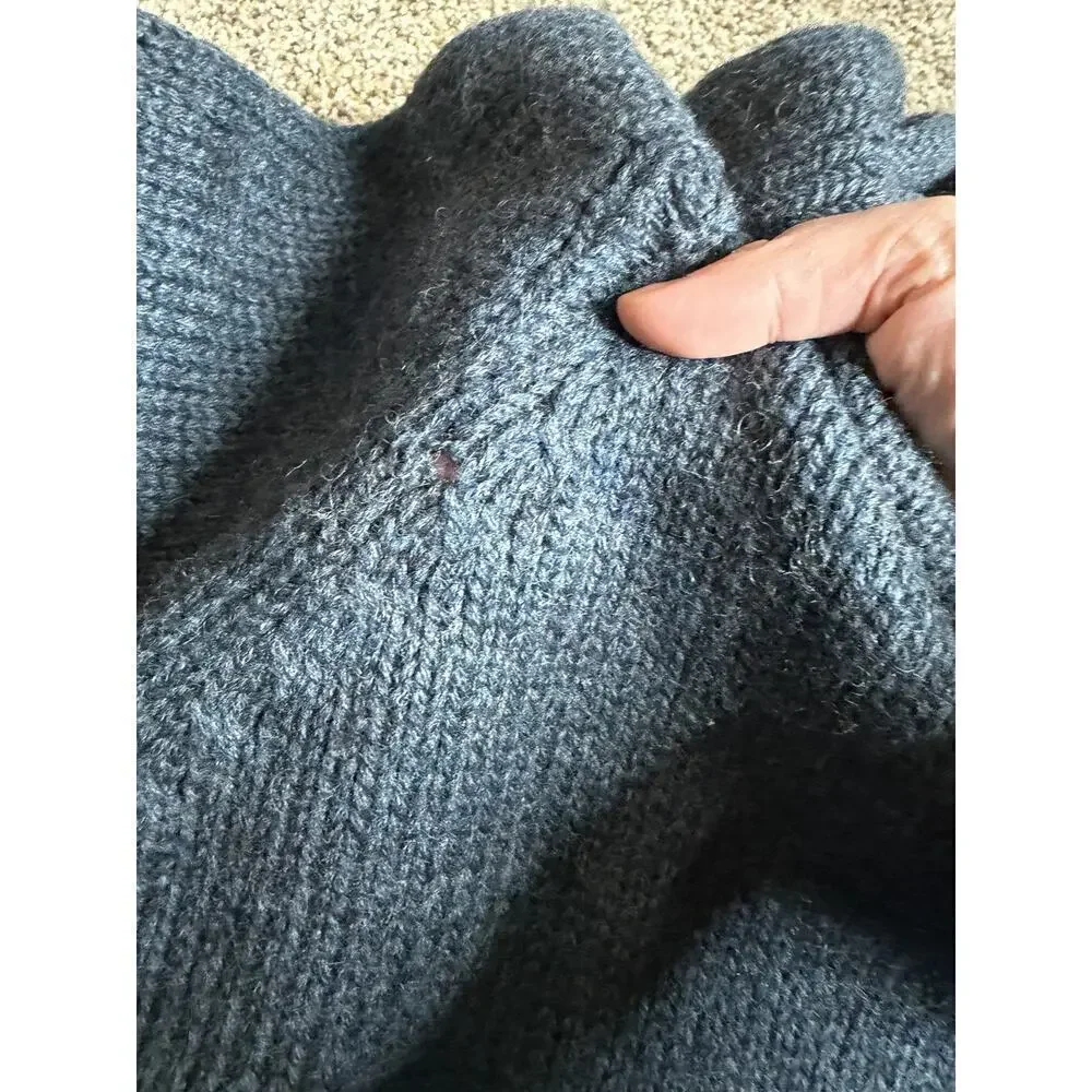 J. CREW Vintage Mens Wool Oarsman Fisherman Knit Sweater Size XXL Blue Gray
